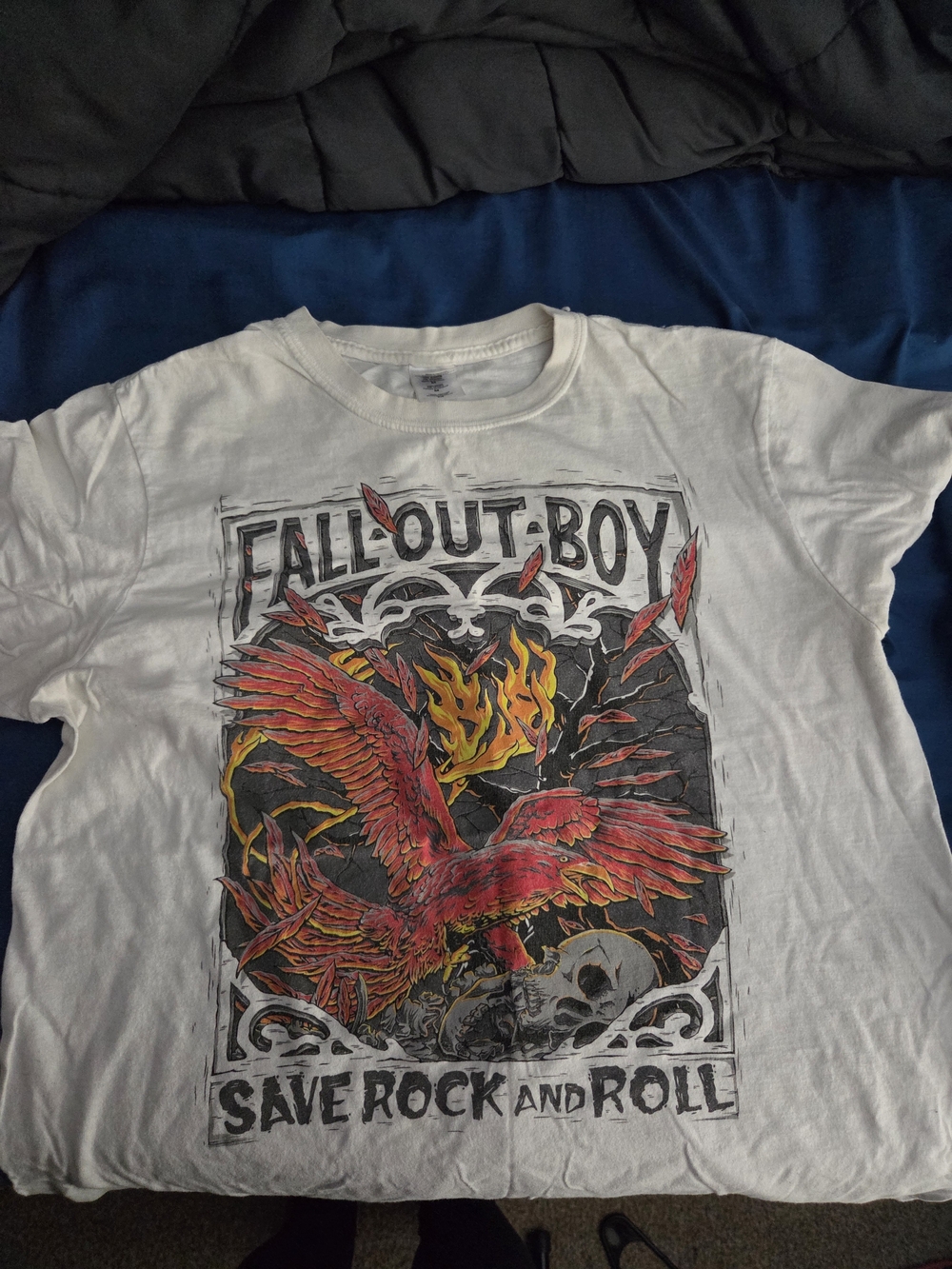 Women's White Graphic Fall Out Boy 'Save Rock and Roll' T‑Shirt